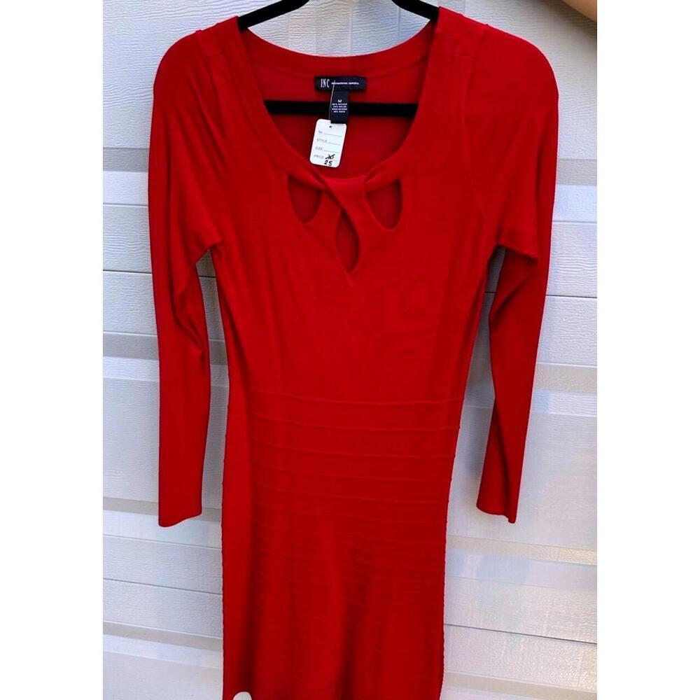 Red Long Sleeve Cutout Dress By INC